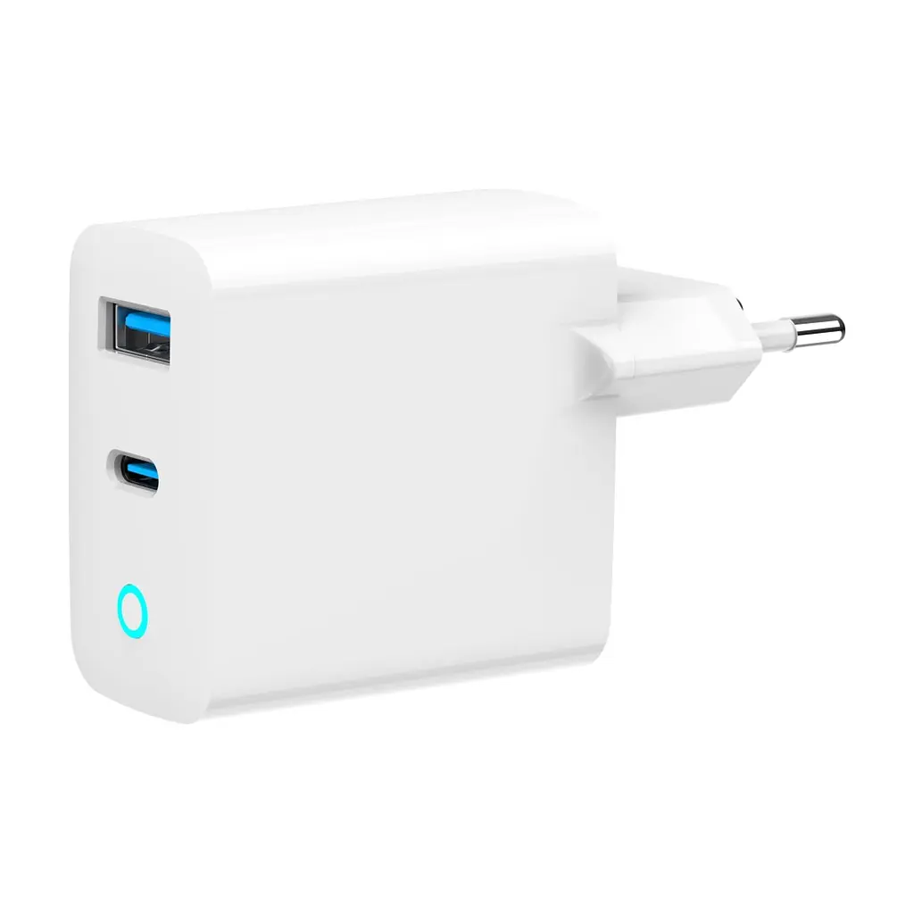 Зарядний пристрій Gembird 1xUSB-C PD30W + 1xUSB QC3.0 LED white (TA-UC-PDQC30L-W-01)