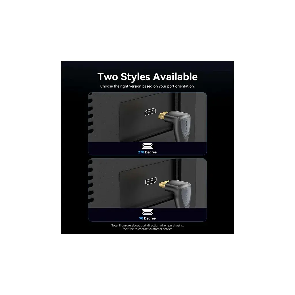 Кабель мультимедійний HDMI M to HDMI M 1.0m 4K60Hz 90° corner black Vention (ALRBF) - фото 6
