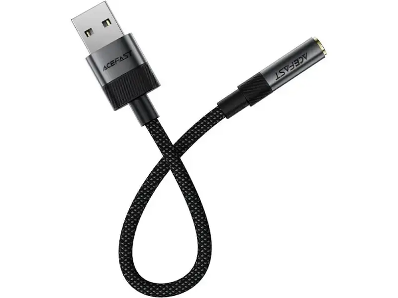 Адаптер Acefast J13 audio 3.5 - USB 15 см Black (6974316285298) - фото 3