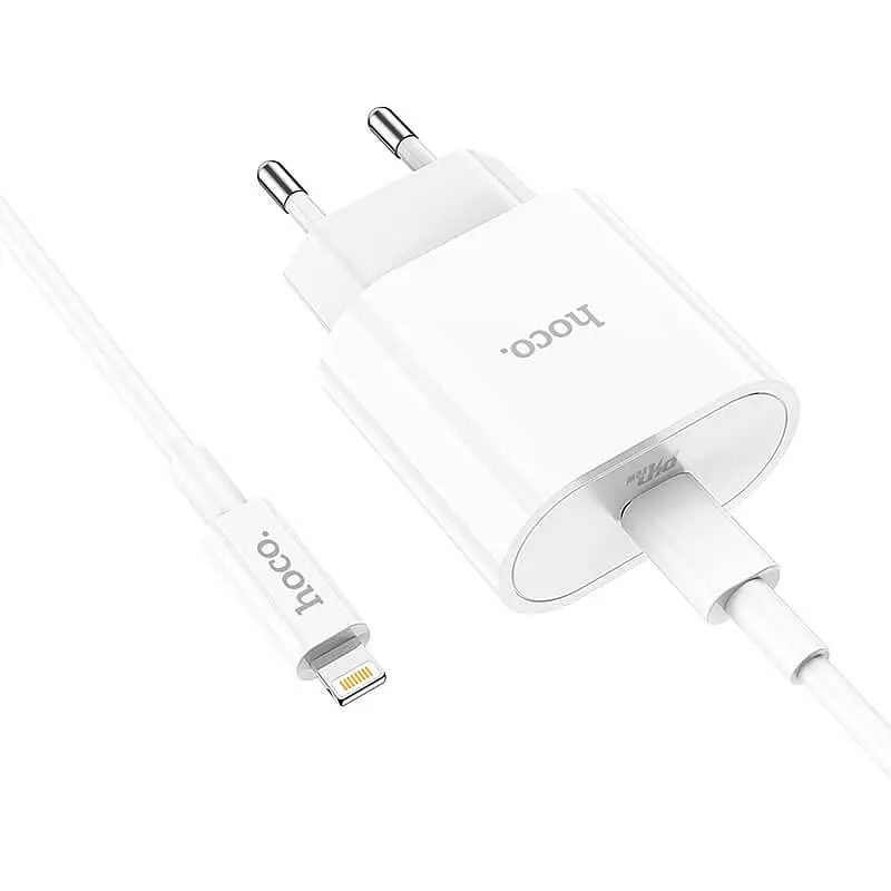 Адаптер Сетевой HOCO Type-C to Lightning Cable Metro single port charger set C94A |1Type-C, 20W/3A, PD/QC| - фото 2