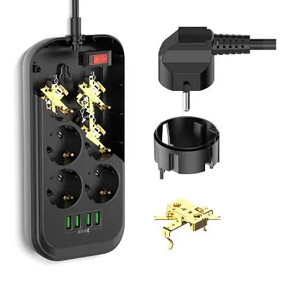 Мережевий фільтр живлення ColorWay (CW-CHE64B), 6 розеток/4USB Black (CW-CHE64B) - фото 9