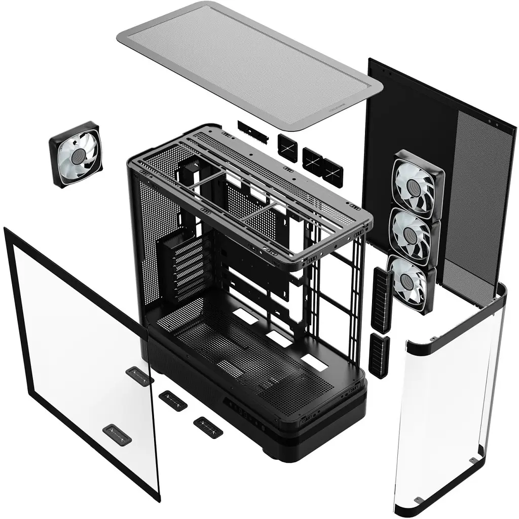 Корпус Modecom VOLCANO AQ200 ARGB MIDI FRONT LCD, 4x120 мм fans BLACK без БЖ ATX (MC-A-AQ200-4FA-B) - фото 3