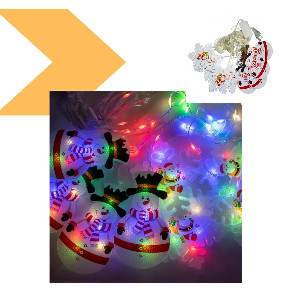 Гірлянда новорічна Xmas штора 3D з фігурками сніговика та сніжинок 3m*70cm 95L Білий XPRO (47688-8185_321) - фото 2