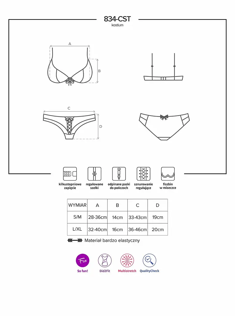 Костюм медсестри Obsessive 834-CST-6 L/XL блакитний - фото 7