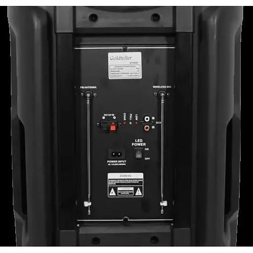 Портативна акустична система валіза Goldteller GT-6023 з функцією мікрофона USB/SD/FM/Bluetooth 80W чорна (GT-6023_5807) - фото 5