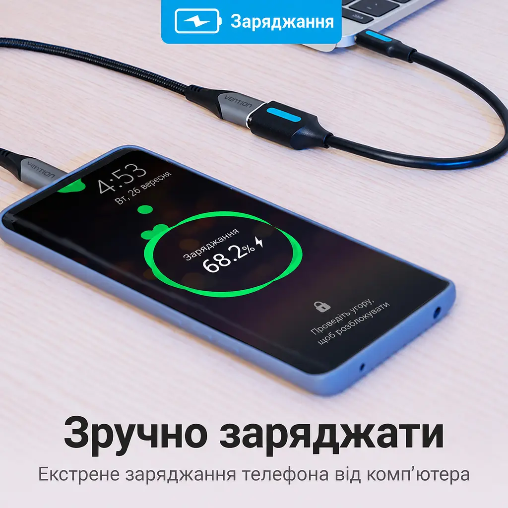 OTG-перехідник Vention CCVBB USB-C - USB-A 3.0 0,15 м чорний (CCVBB) - фото 8