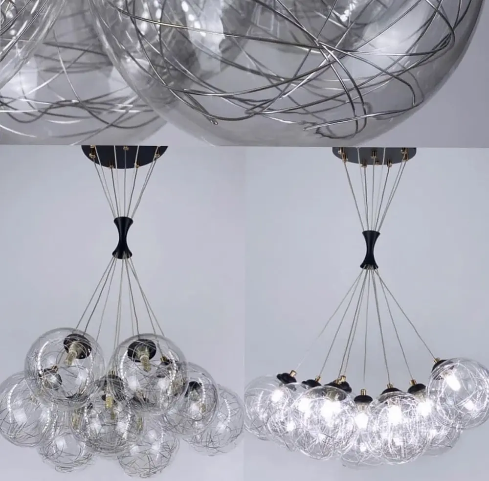 Підвісний світильник Transparent Bubbles на 13 плафонів з металевою ниткою Line.F 371/13 - фото 2