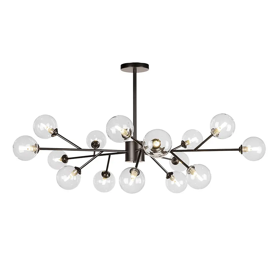 Люстра стельова Levistella 7529806-15 BK+CL, G9, 15 плафонів, діаметр 1000 мм, чорний метал + скло, сучасний стиль для дому - фото 2