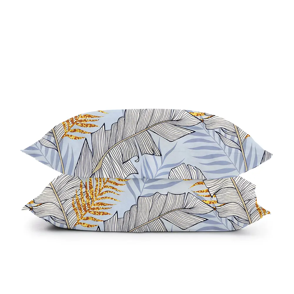 Комплект постельного белья Cosas Palm leaves CS5 Полуторный голубой (PalmBlueGreyGold_LightBlue_160) - фото 4