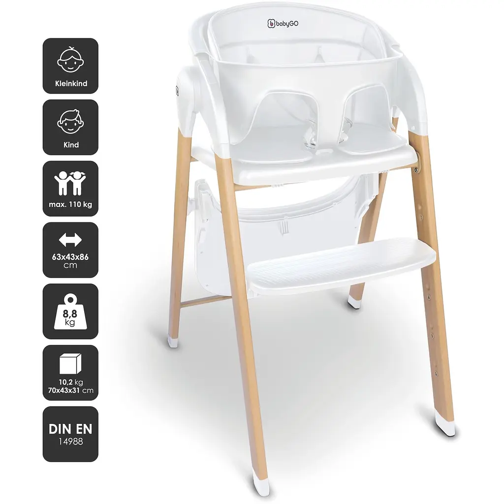 Стульчик для кормления BabyGO Levels 5 в 1 белый (51011) - фото 12