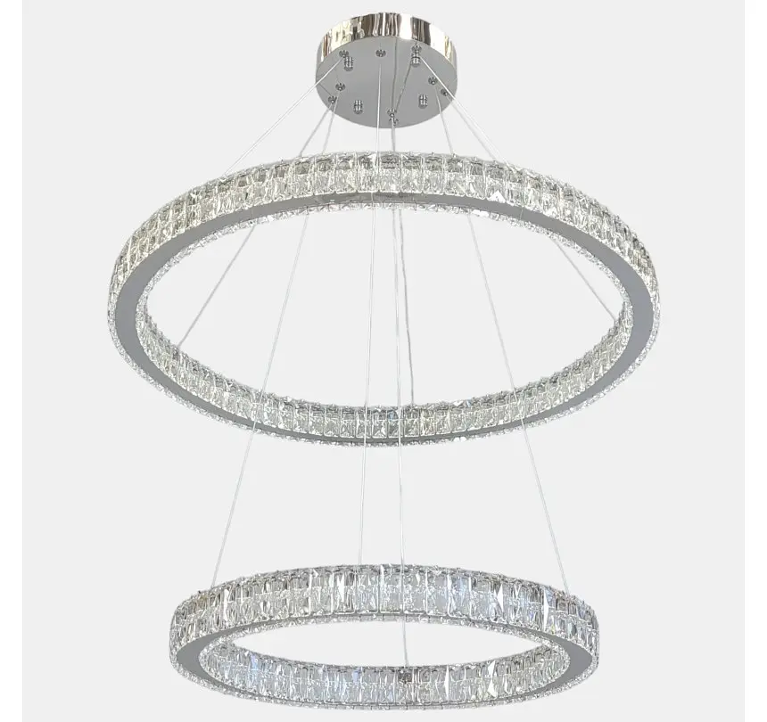 Двоярусна хромована кришталева LED люстра-кільця Artlight 8219-70+50CH - фото 3