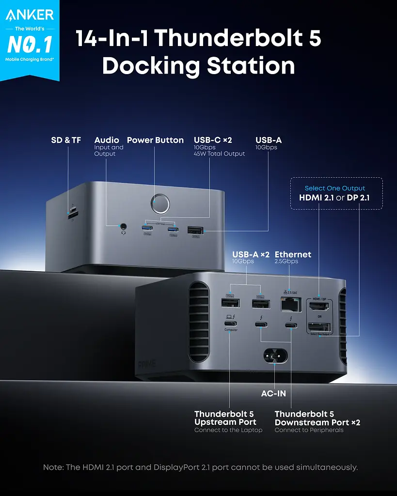 Мережевий зарядний пристрій Anker Prime Docking Station Black (7198853) - фото 4