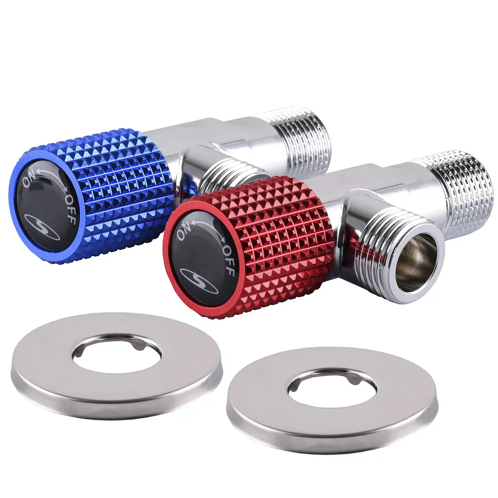 Комплект кранів кутових кераміка Solomon Exclusive 1/2″X1/2″ 9889 Red/Blue (комплект 2шт.) 000025175 - фото 3