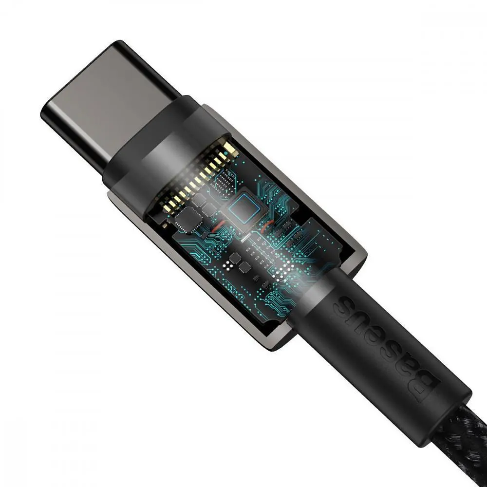 Кабель Baseus Tungsten Gold Fast Charging Type-C to Type-C 100W (2m) black (CATWJ-A01) - фото 2