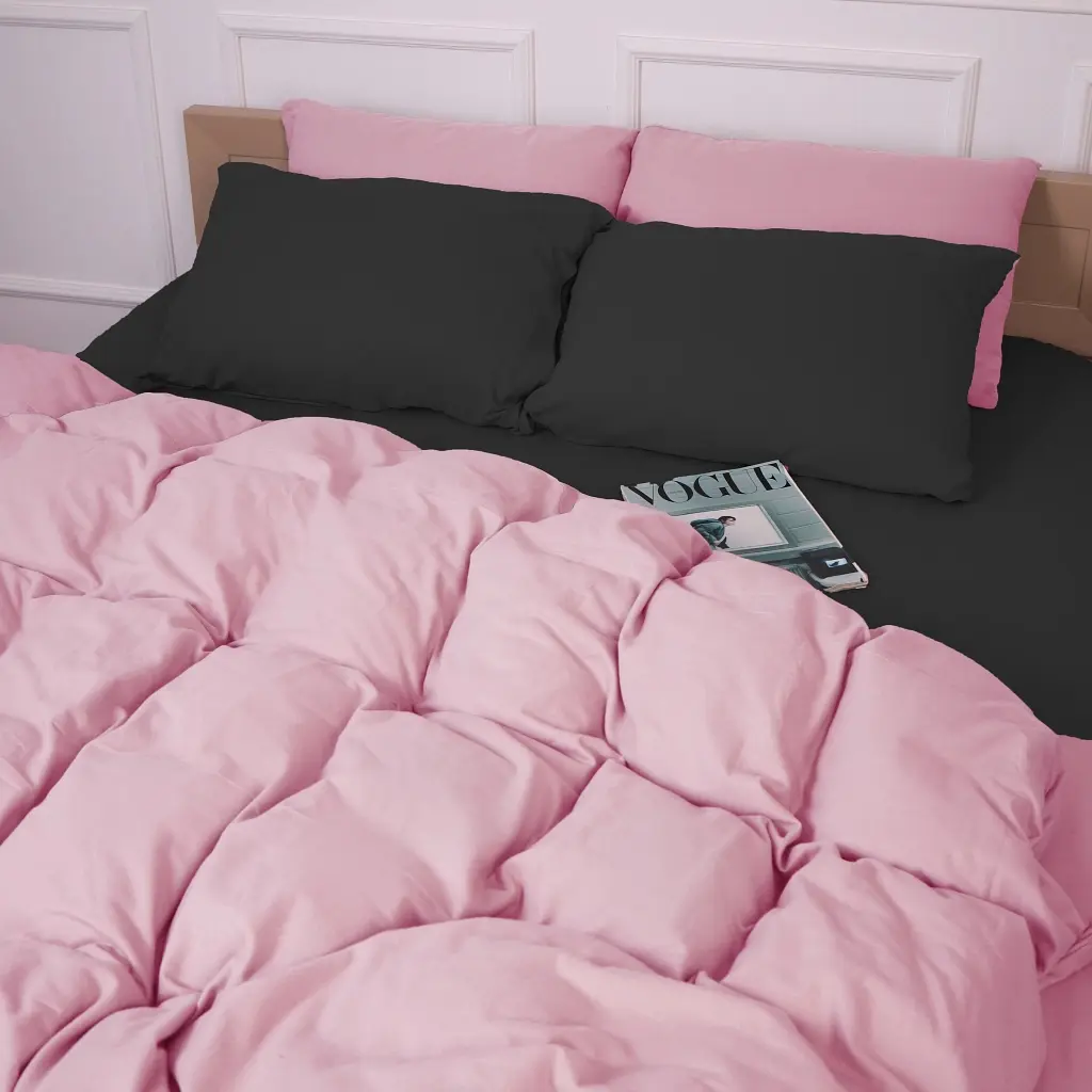 Постільна білизна MirSon 002-008 Black/Pink Фланель 2x143x210 Сімейний (2200009661877) - фото 5