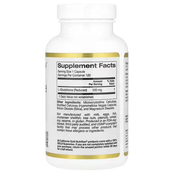 Глутатіон L-Glutathione 500 mg 120 вегетаріанських капсул California Gold Nutrition vit0006136 - фото 2