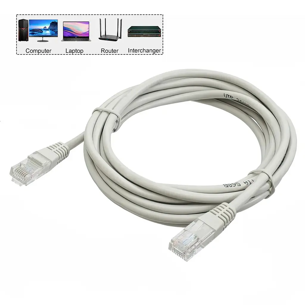 Дріт для інтернету "HX" RJ-45 Cat 5E 145 см білий мережевий кабель для інтернету LAN лан кабель - фото 2