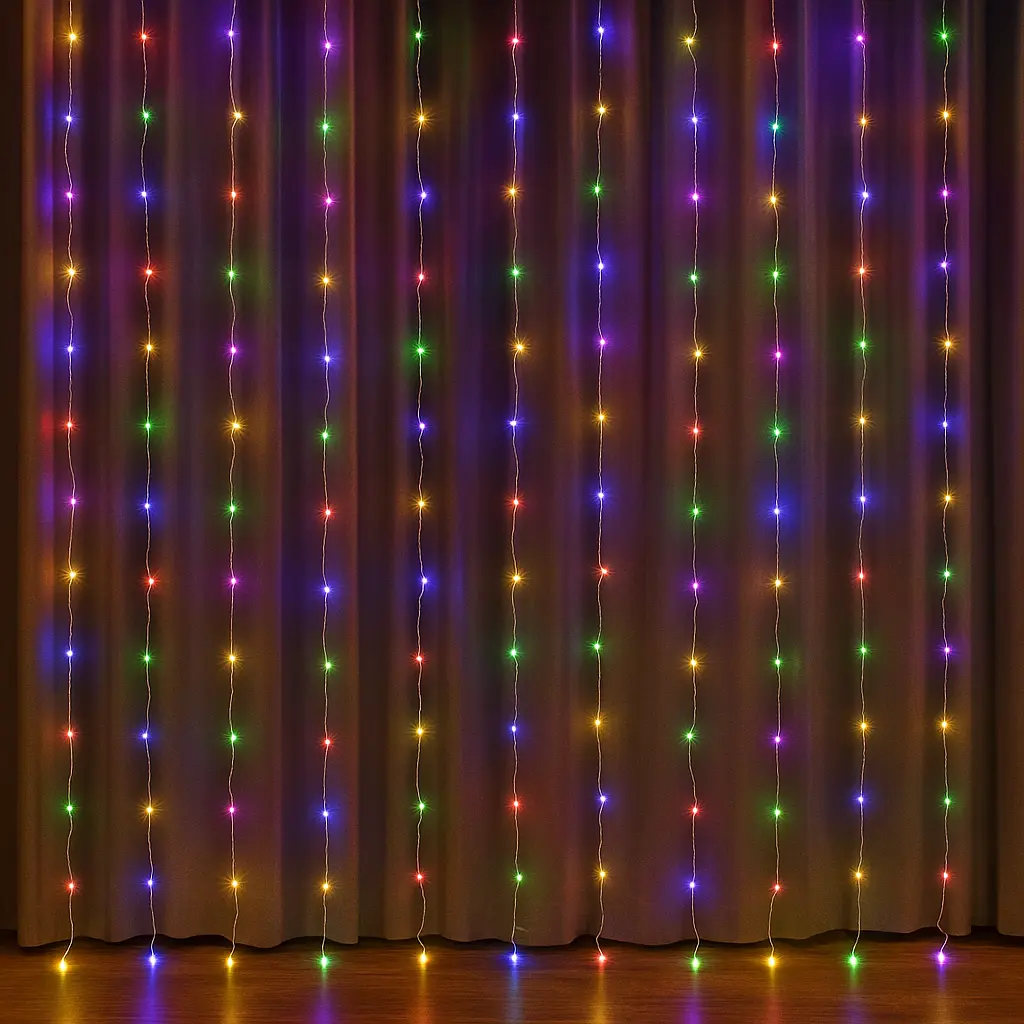 Гірлянда-штора Роса 200 LED розмір 3*3 м, мультиколор GarlandoPro 173305ML - фото 12