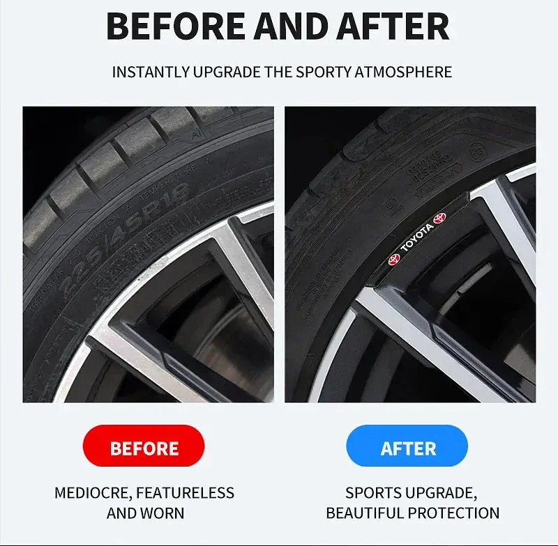 Емблема обода колеса Toyota 4 шт Алюміній наклейка на диски на скотчі Чорні - фото 4