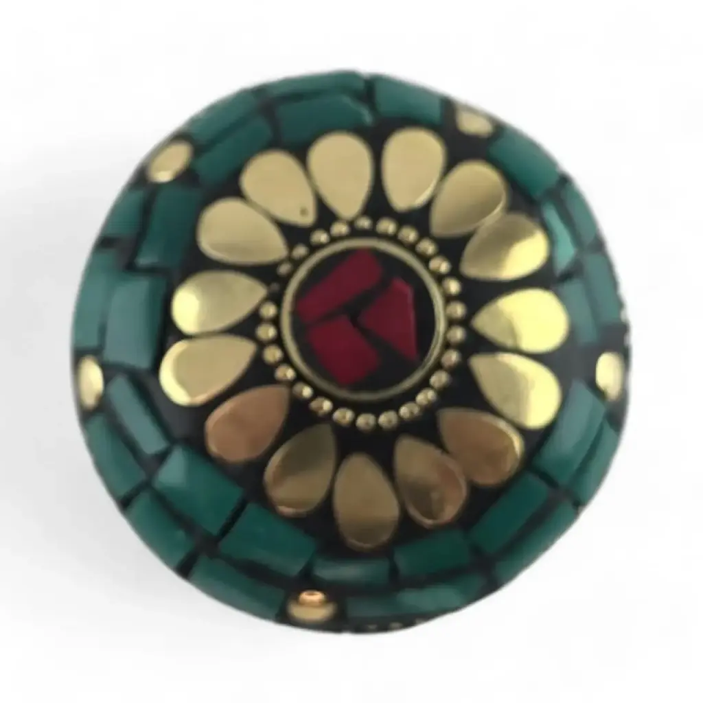 Скринька металева з коралами та бірюзою 3.2х4.7 см - фото 3