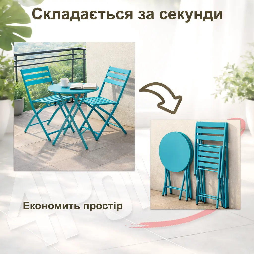 Комплект меблів 4Points Set City-2 столик + 2 стільці зі сталі - фото 9