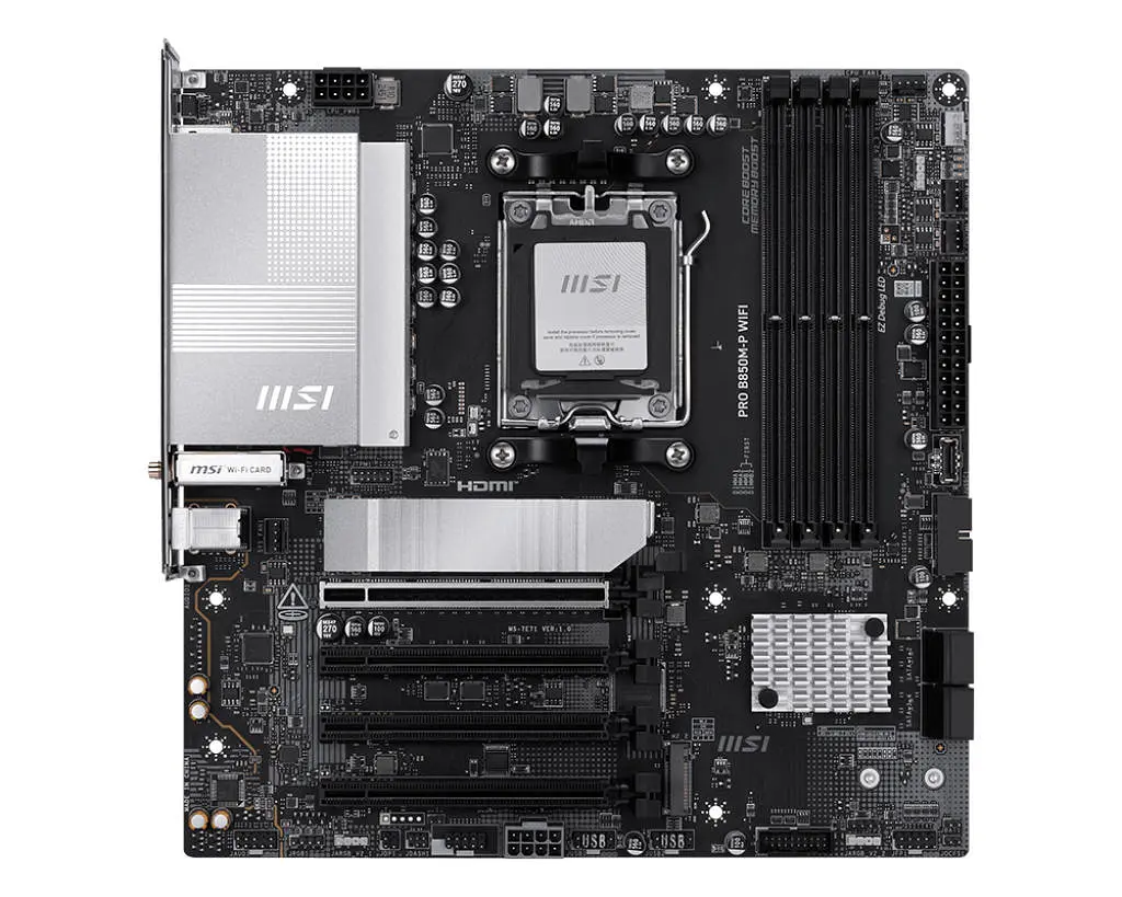 MSI Материнська плата PRO B850M-P WIFI sAM5 B850 4xDDR5 M.2 HDMI DP WiFi BT mATX