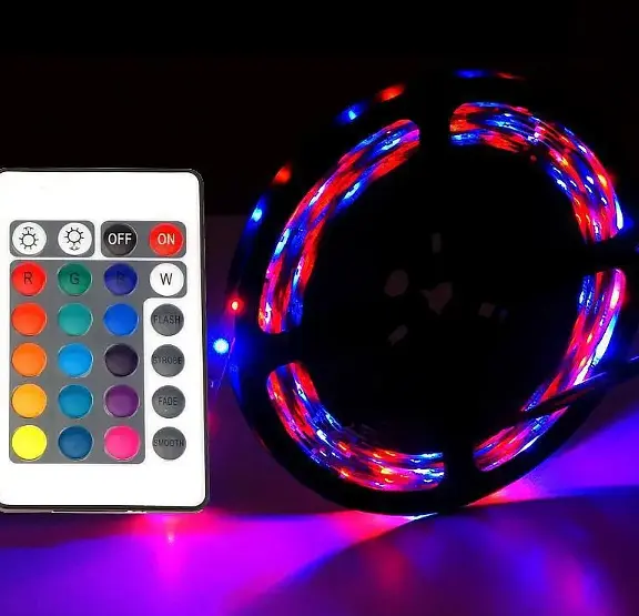 Комплект Світлодіодна стрічка багатобарвна 3528 RGB комплект 5м з пультом - фото 4