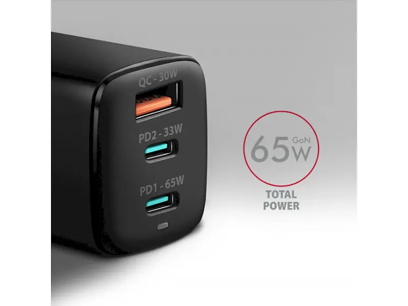 Мережевий зарядний пристрій AXAGON 65 W Black (ACU-DPQ65) - фото 2