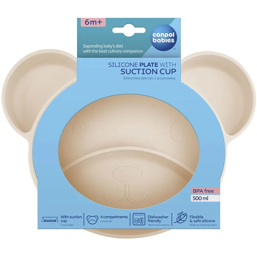 Силіконова тарілка на присосці Canpol Babies Ведмедик (51/401_creme) - фото 6