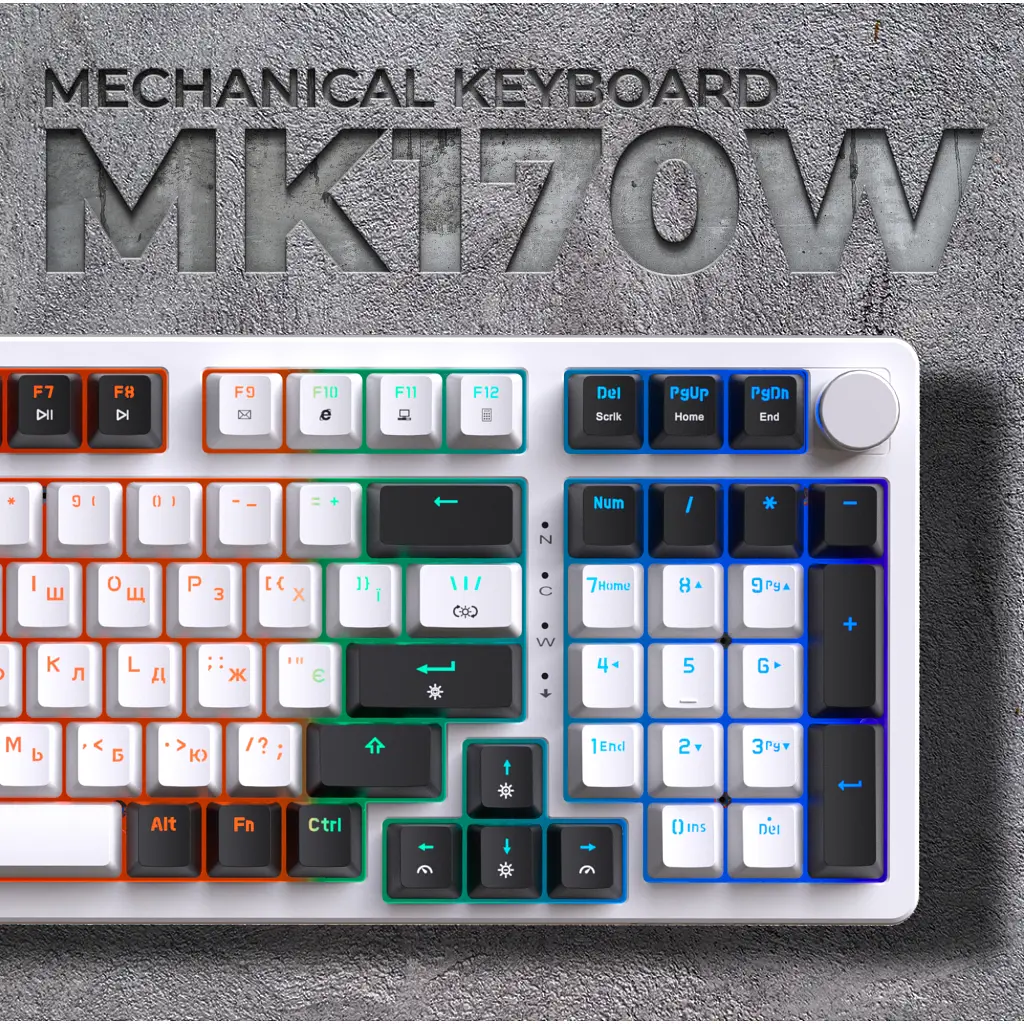 Клавіатура GamePro MK170W Hot-Swap Red Swich RGB USB UA White (MK170W) - фото 12
