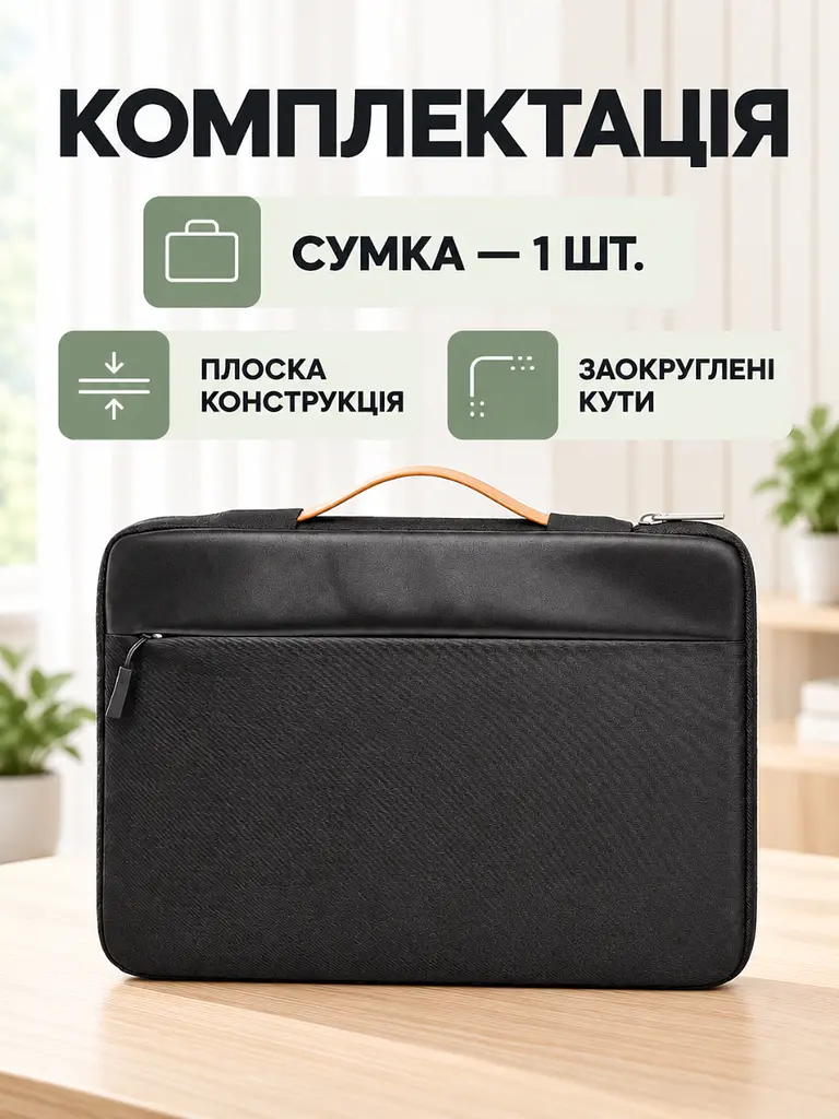 Сумка для ноутбука 16 дюймів водовідштовхувальна Чорна (37261523) - фото 8