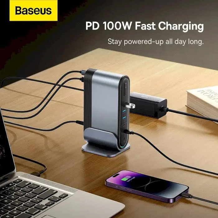 USB-хаб Baseus UnionJoy 17-Port Triple-Display Gray (B00532304811-00) [158346] - фото 7