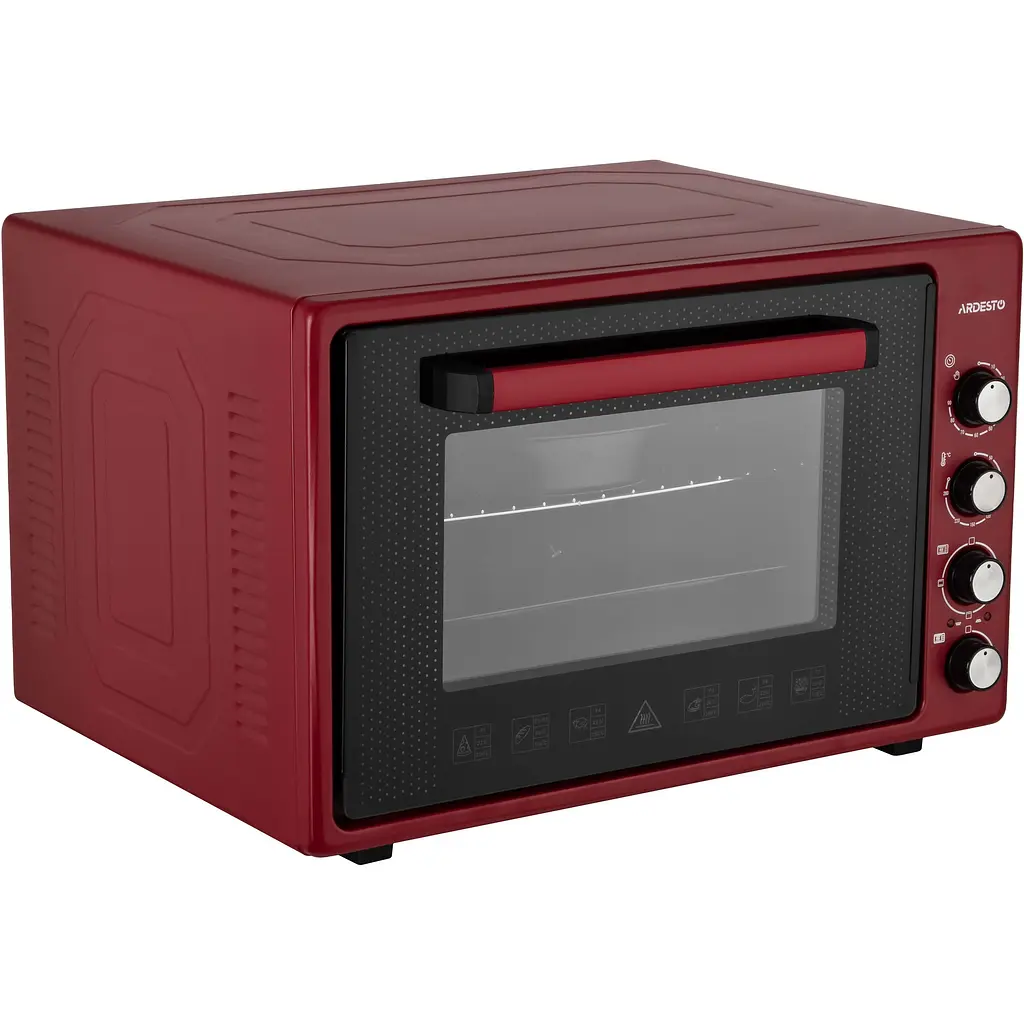 Печь электрическая Ardesto 70 л, 2000 Вт, механич., двойное стекло, вертел, малиновый - фото 3