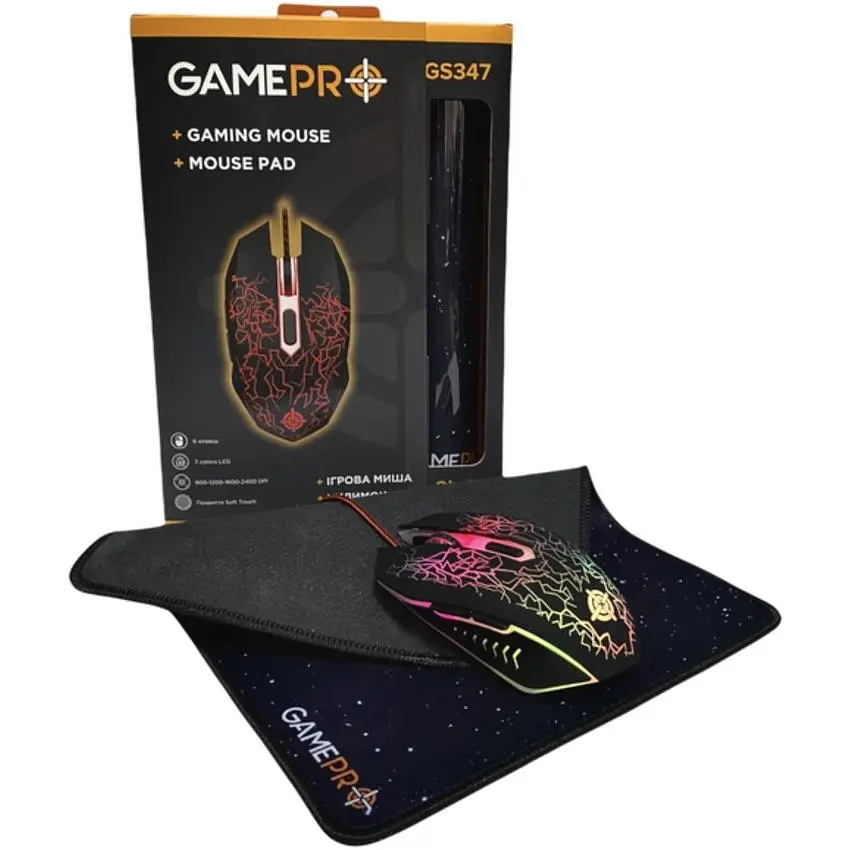 Комплект ігрова миша + килимок GamePro GPGS-347 Gameset 2in1 USB - фото 3