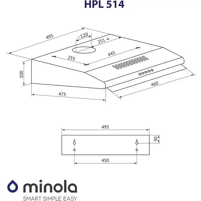 Вытяжка Minola HPL 514 WH плоская - фото 10