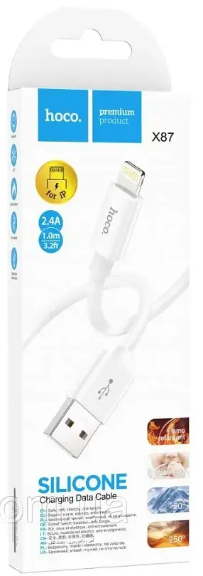 Кабель Hoco X87 Magic silicone charging data cable for Lightning White - фото 2