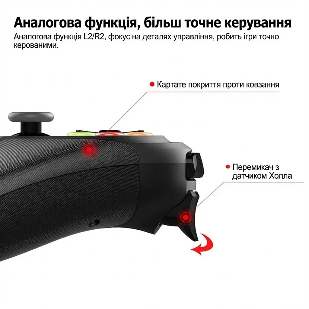 Геймпад iPEGA PG-9078 Bluetooth, бездротовий джойстик для Android, iOS, ПК, універсальний, чорний - фото 5