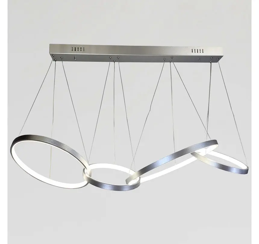 Срібляста підвісна LED люстра з 4 переплетених кілець Artlight YDH2160/4CH для сучасного інтер'єру - фото 3