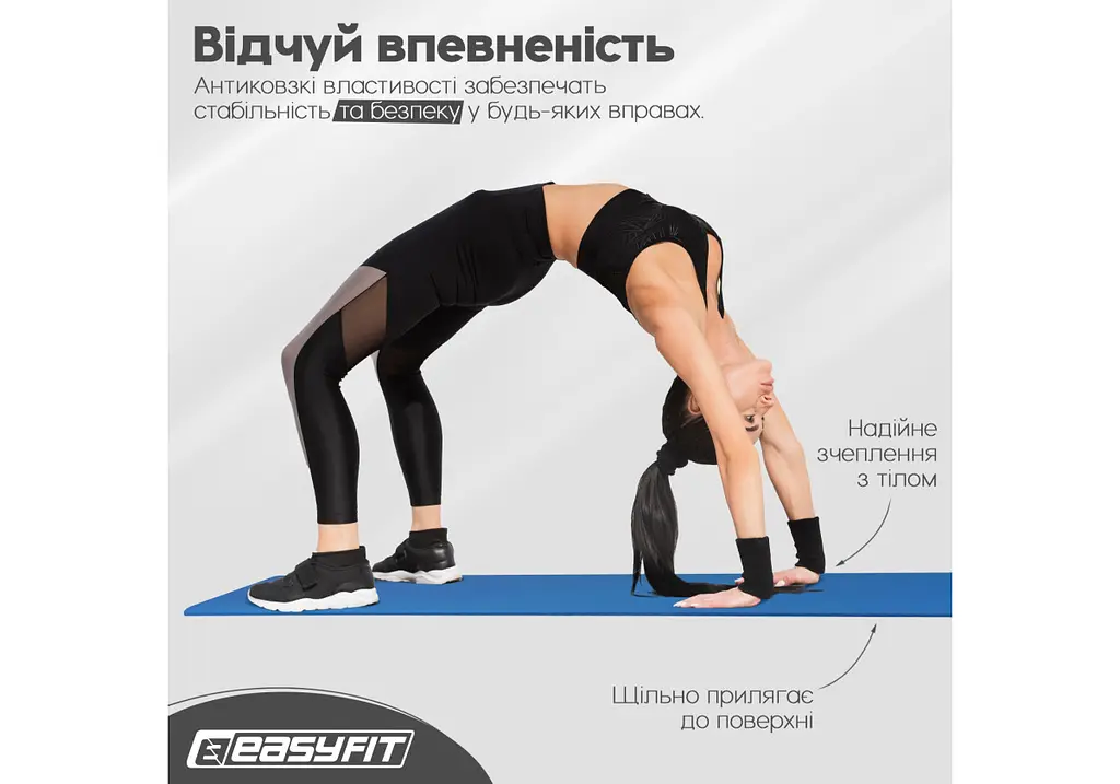 Килимок для фітнесу та йоги EasyFit NBR 10 мм Синій (EF-1919-Bl) - фото 7