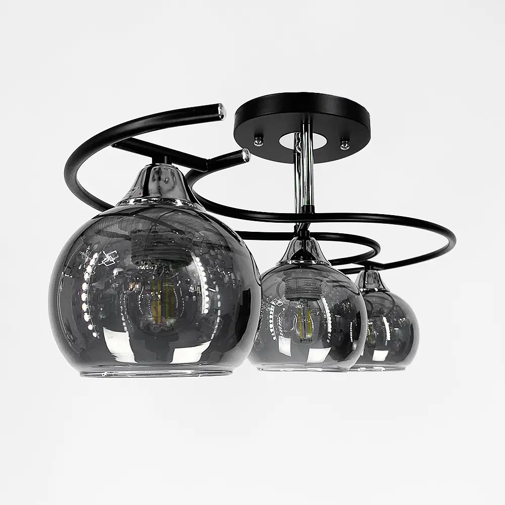 Современная люстра в черном корпусе на 3 графитовых плафона Line.F 11585/3D - фото 6