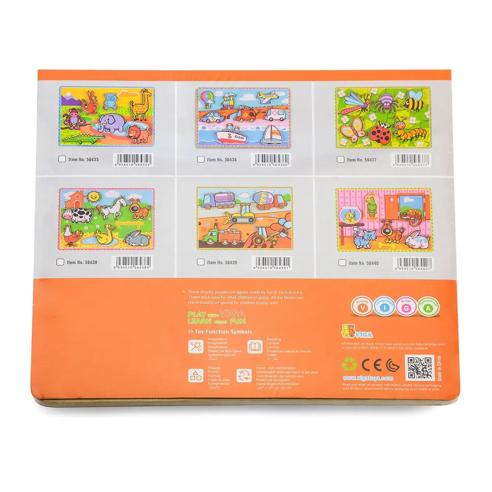 Дерев'яна рамка-вкладиш Viga Toys Домашні вихованці 6 елементів (56440) - фото 3