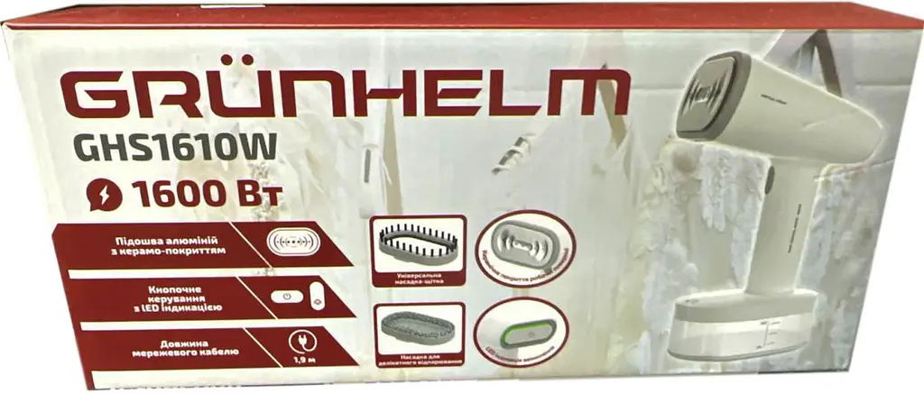 Вертикальный отпариватель Grunhelm GHS1610W ручной паровой утюг для одежды 1600 Вт 250 мл 25 г/мин - фото 5