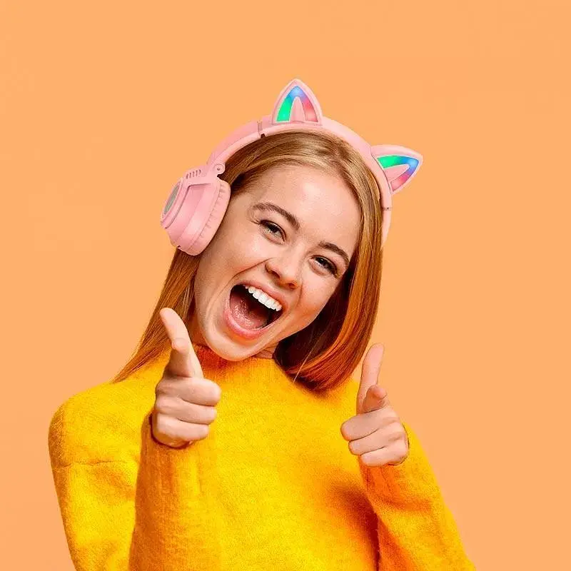 Наушники Borofone Cat ear BT headphones BO18 розовые - фото 3