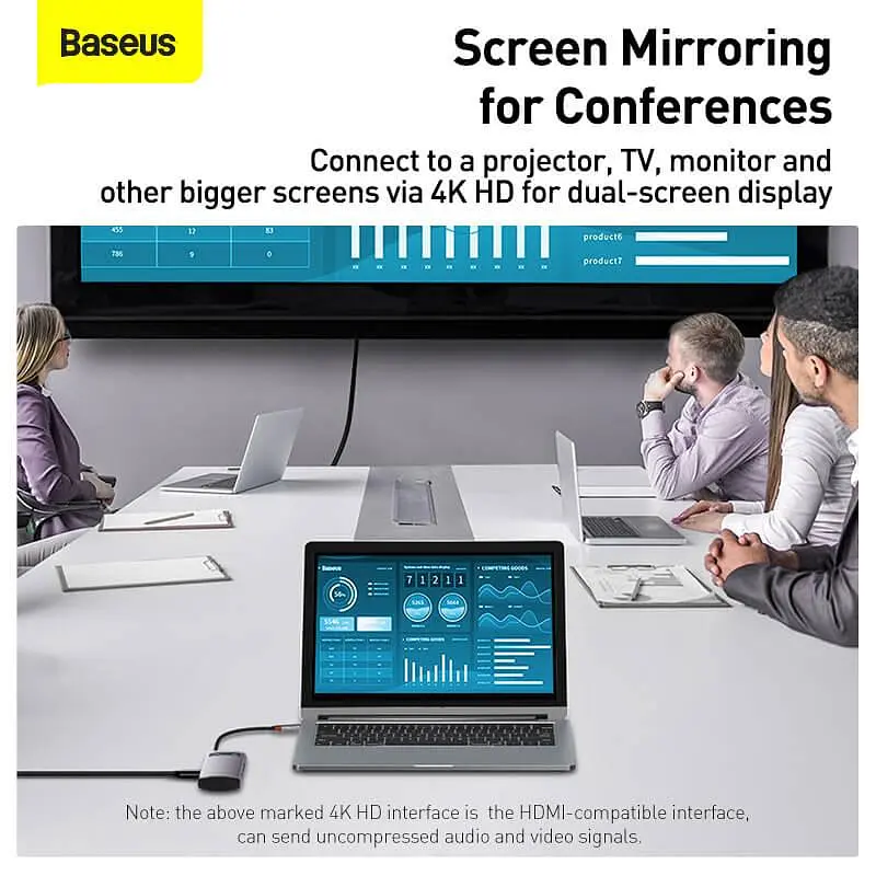 Хаб конвертер Baseus Type-C Metal Gleam Series 5-in-1 3Usb HDMI Type-C 100W CAHub-CX0G - фото 10