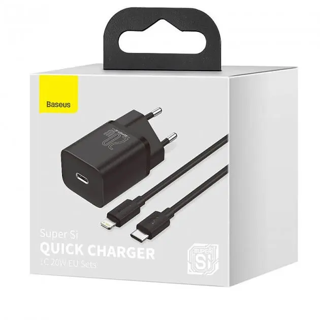 Мережевий зарядний пристрій Baseus 20W Super PD Charger + Cable USB-C to Lightning Black (TZCCSUP-B01) [54134] - фото 6