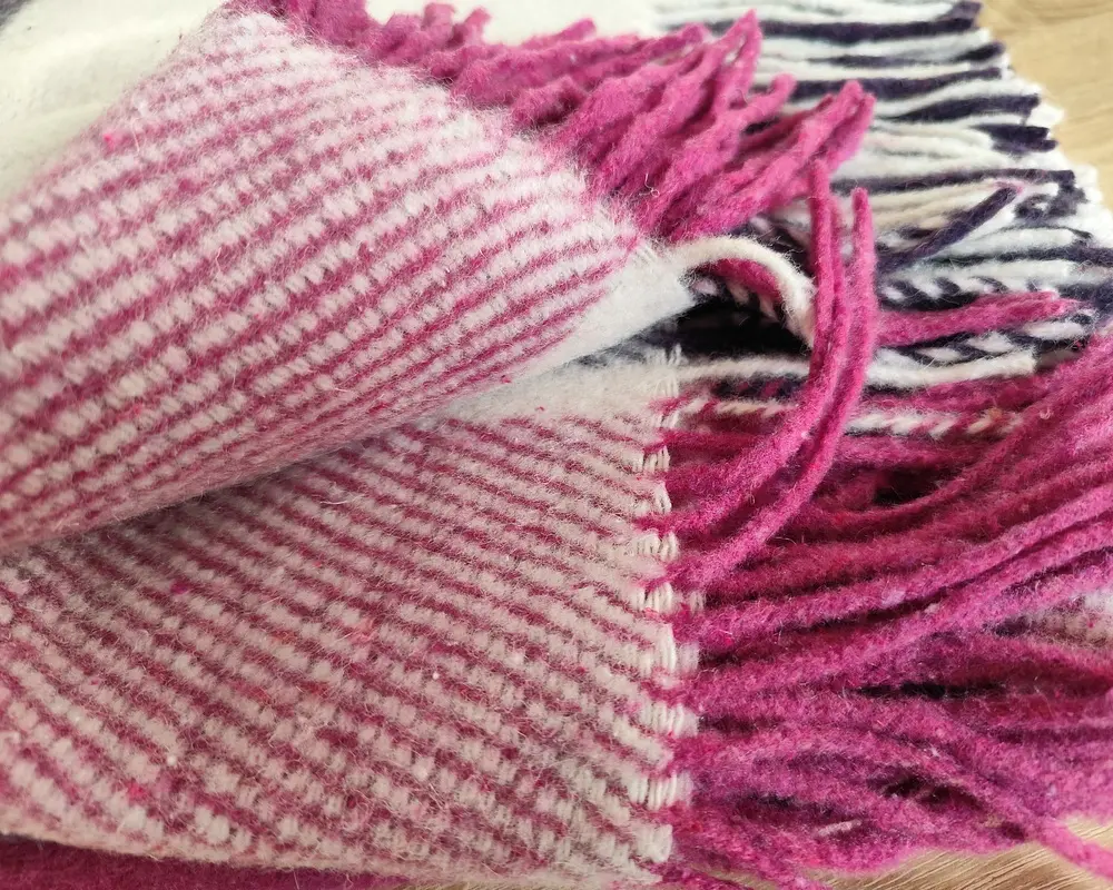 Плед вовняний Vladi Ельф LIAM фуксія сливовий 140х200 - фото 6