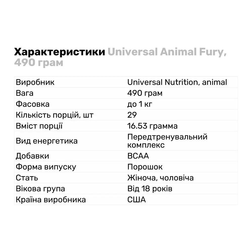 Передтренувальний комплекс Universal Nutrition Animal Fury, 30 порцій - Зелене яблуко - фото 5