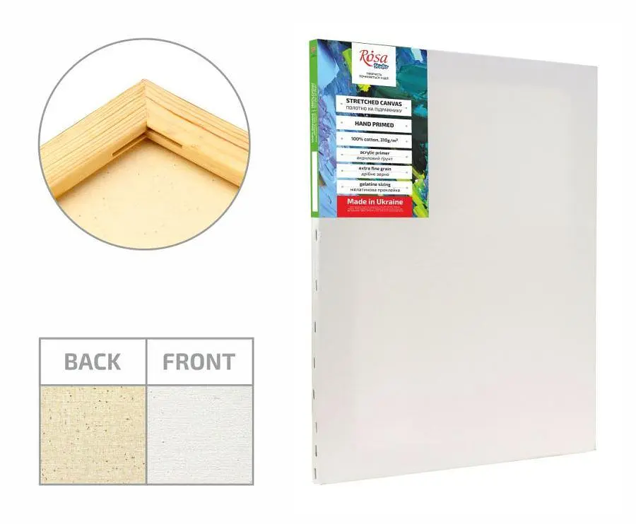 Подрамник Rosa Studio 15×20 см модуль №00 мелкое зерно акрил хлопок - фото 2