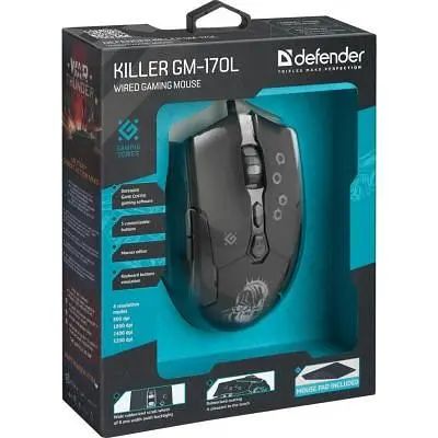 Комп'ютерна мишка Defender Killer GM-170L Black (52170) - фото 7