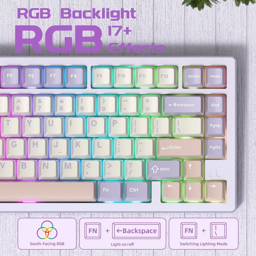 Клавіатура Attack Shark X75 RGB перемикачі Kailh MX сутінково-фіолетова (AS-6972792471464-TP-UA) [166745] - фото 9